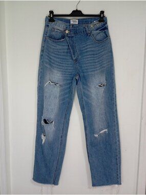 Insane Gene Distressed Straight-Leg Jeans 7/27 Blue 100% Cotton